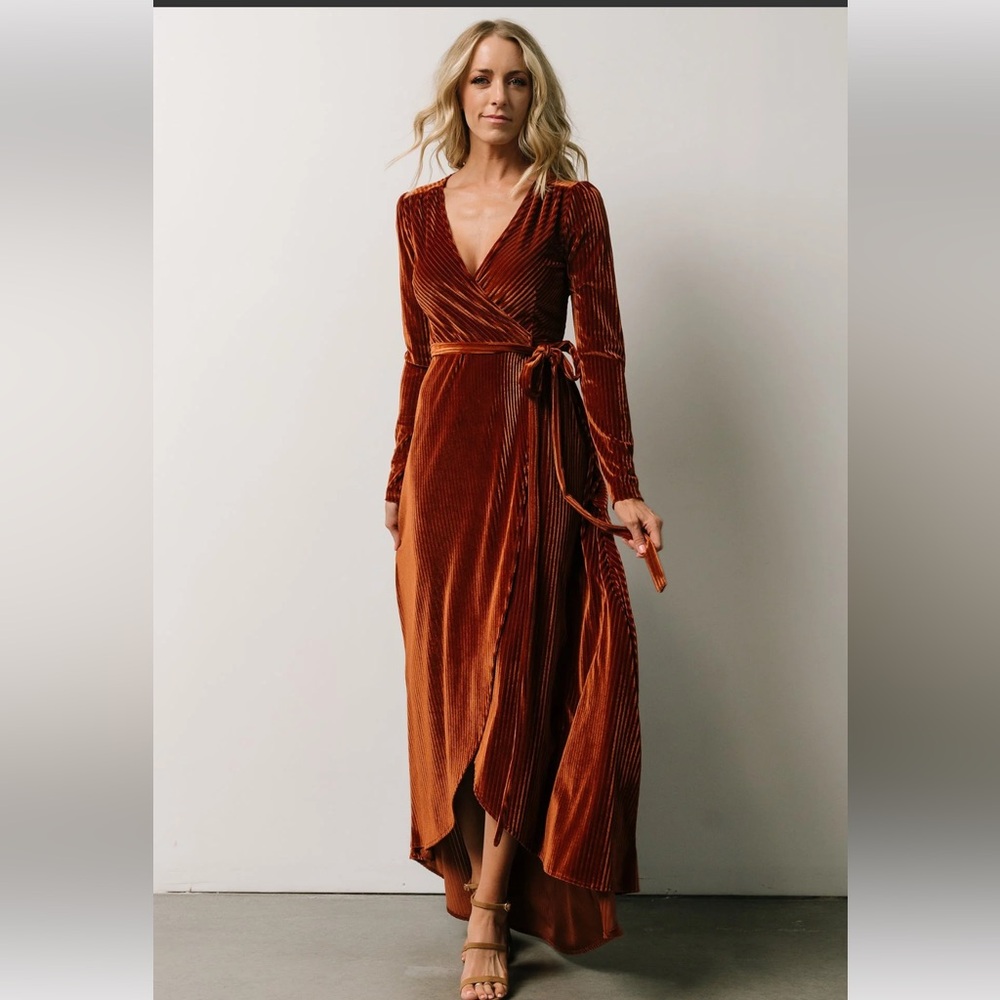 Baltic Born Jada Ribbed Velvet Wrap Dress